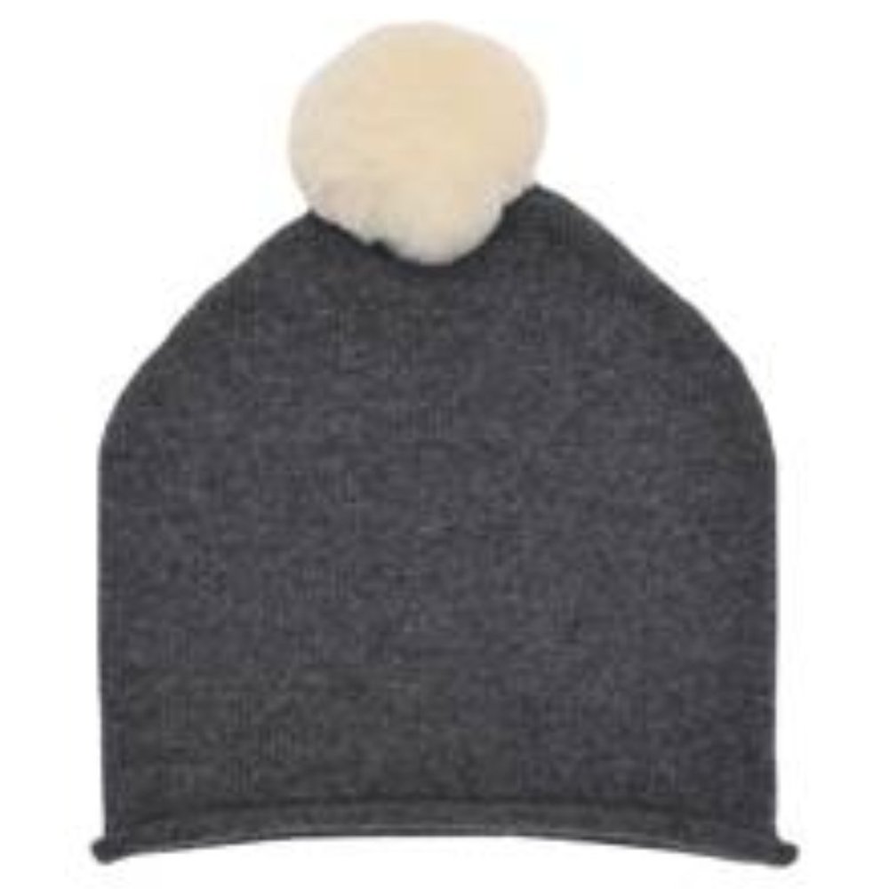 ππππ β³ ππππ 100% Cashmere Palla de Neve Grey Pom-Pom Beanie Cap - NEW!!! - Picture 7 of 11